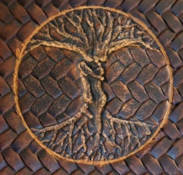 Embossed Tree of Love Leather Phone Wallet Case for Galaxy