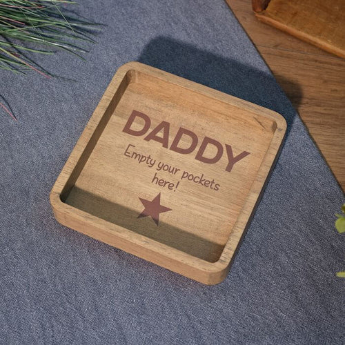 'Empty Your Pockets Here' Wooden Tray