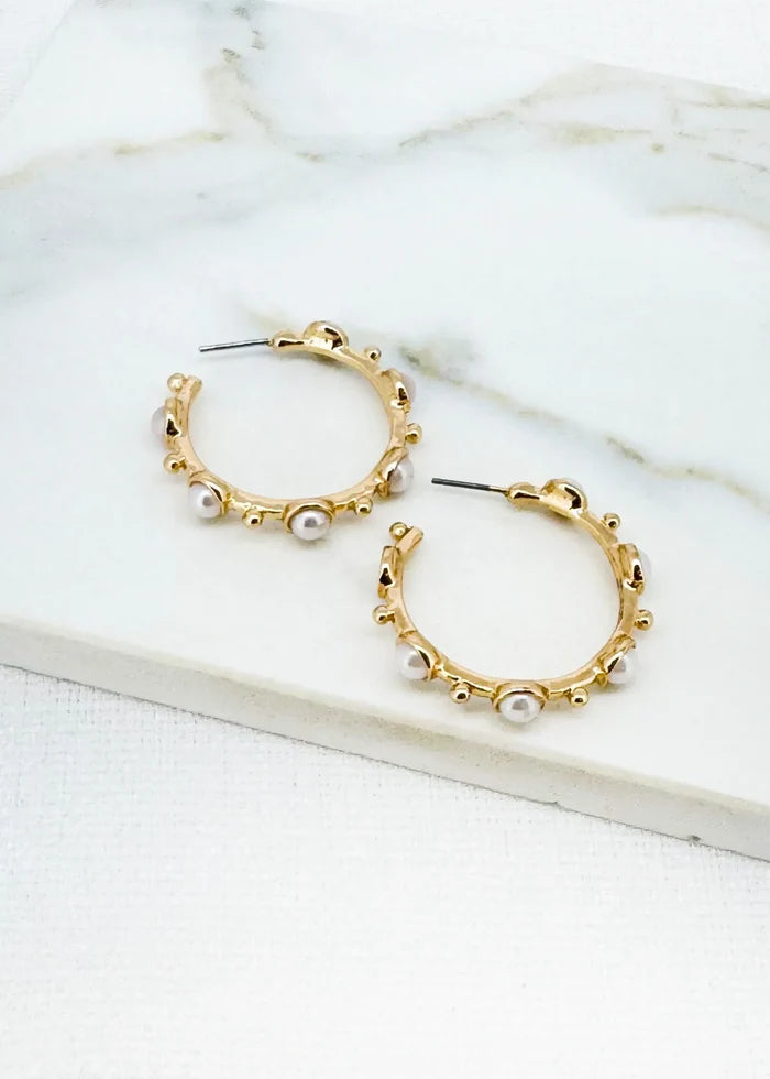 Envy Jewellery - Gold and pearl hoop earring