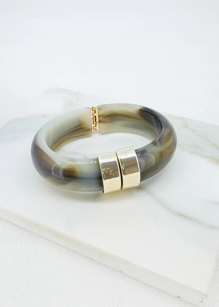 Envy Jewellery - Grey resin hinged bangle