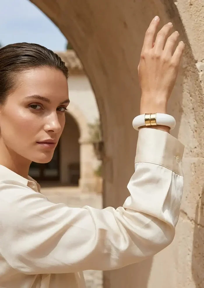 Envy Jewellery - White resin hinged bangle