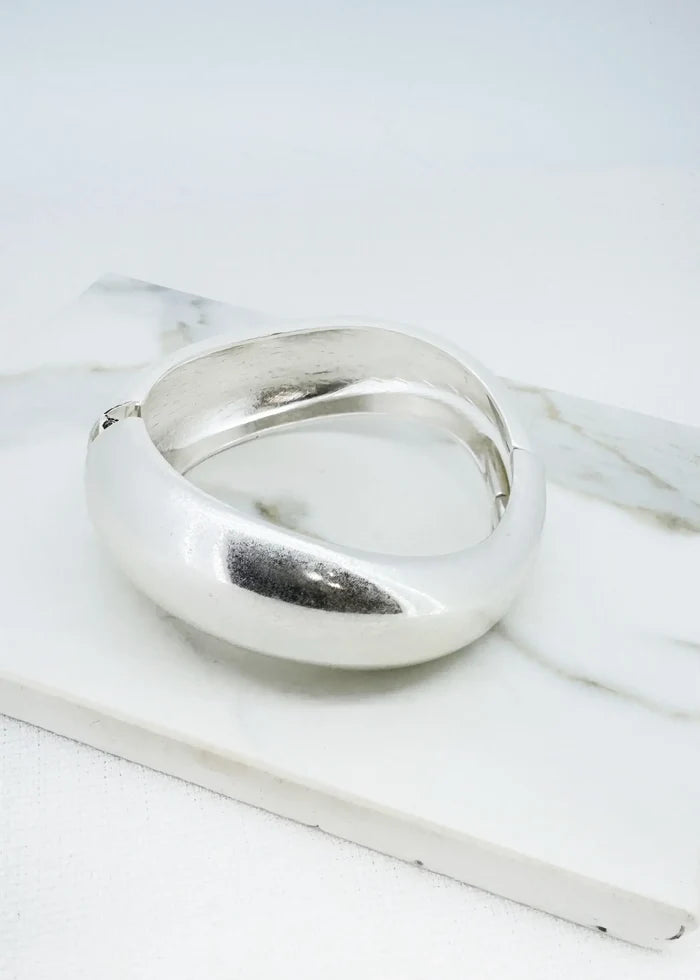 Envy Jewellery - Worn silver wide hinged bangle