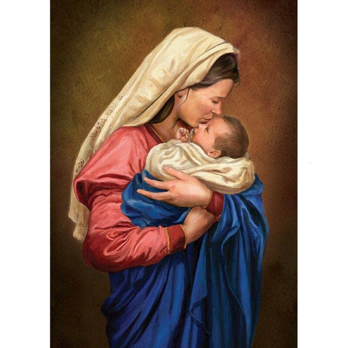 Mary kissing baby Jesus’s head
