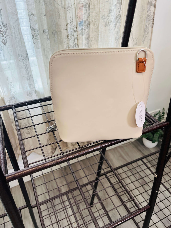 Faux Leather Clamshell Shoulder Bag