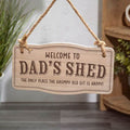Feathered Fellas Welcome to dads Shed Wooden Plaque