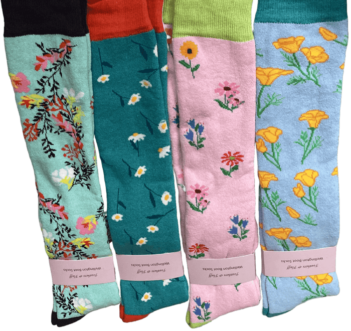 Floral Ladies Long Boot Socks