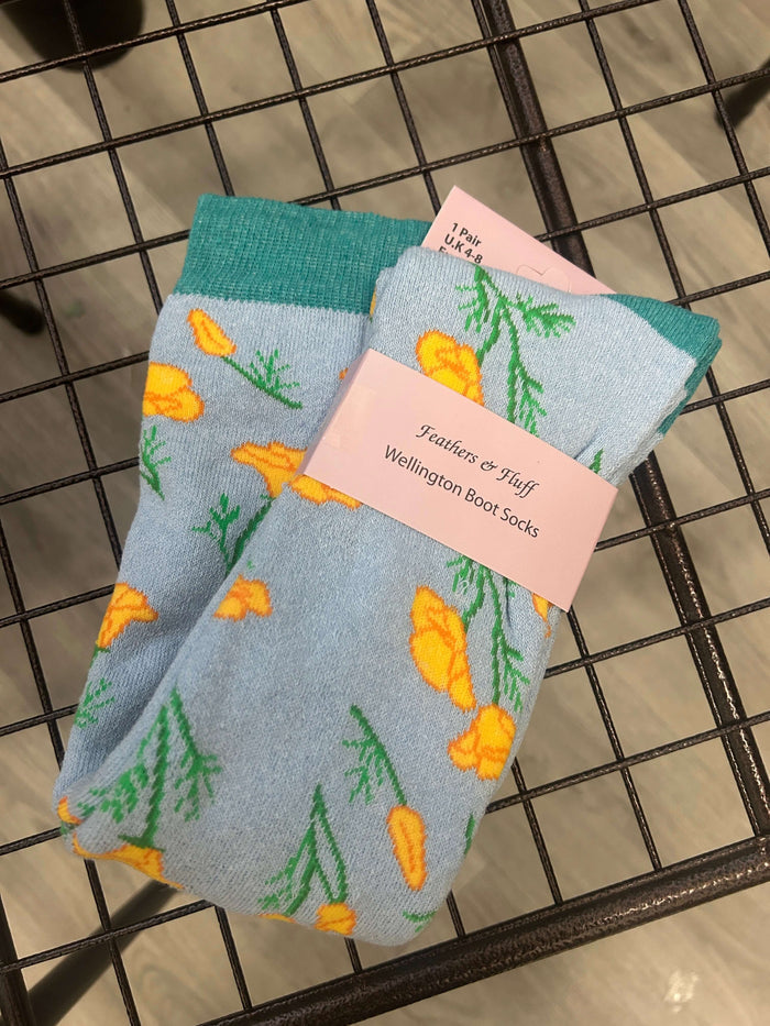 Floral Ladies Long Boot Socks