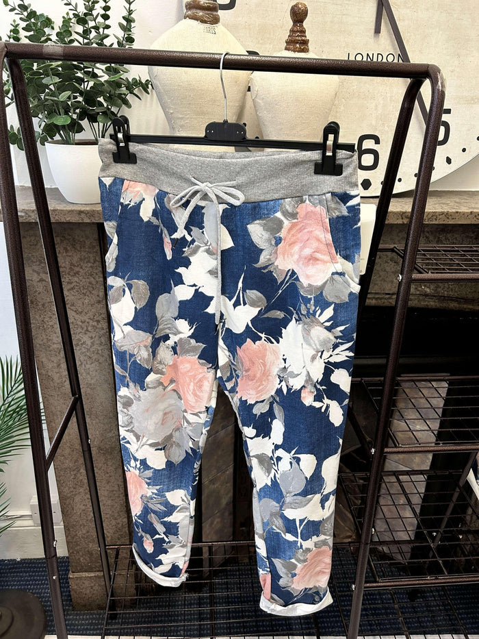 Floral Roses Dark Denim Jogger