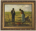 Framed artwork of two people in a field with a decorative gold frame.