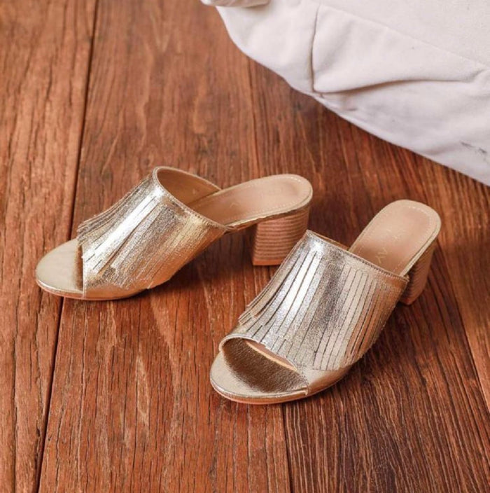 Fringe Detail Mule Sandals