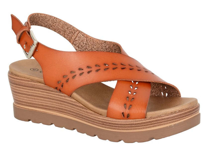 Gavina - Cross Over Buckle Slingback Platform Sandal