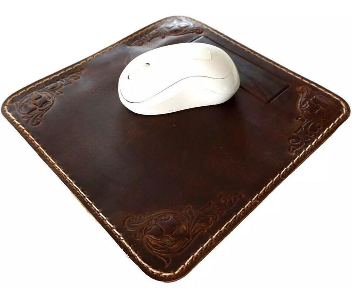 Genuine Handmade  Leather Mouse Pad Handcrafted soft Vintage Art
