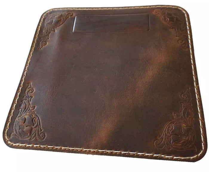 Genuine Handmade  Leather Mouse Pad Handcrafted soft Vintage Art