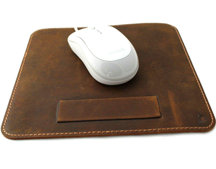 Genuine Handmade  Leather Mouse Pad Handcrafted soft Vintage Art
