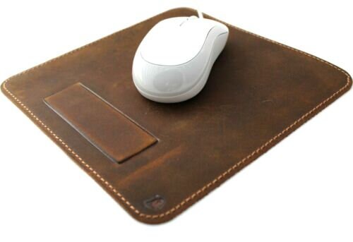 Genuine Handmade  Leather Mouse Pad Handcrafted soft Vintage Art