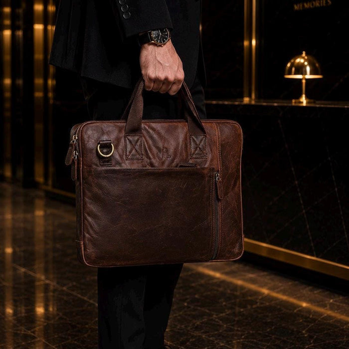 Genuine handmade leather shoulder bag Busniess Man Laptop Brown Classics Luxury Design