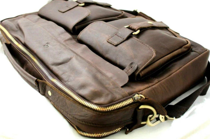 Genuine handmade leather shoulder bag Busniess Man Laptop Brown Classics Luxury Design Davidov Art