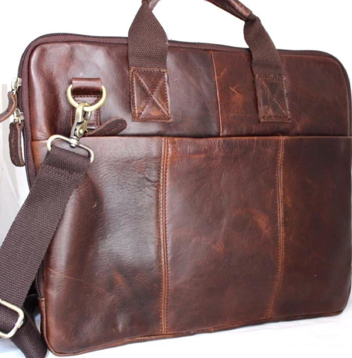 Genuine handmade leather shoulder bag Busniess Man Laptop Brown Classics Luxury Design