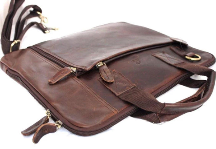 Genuine handmade leather shoulder bag Busniess Man Laptop Brown Classics Luxury Design