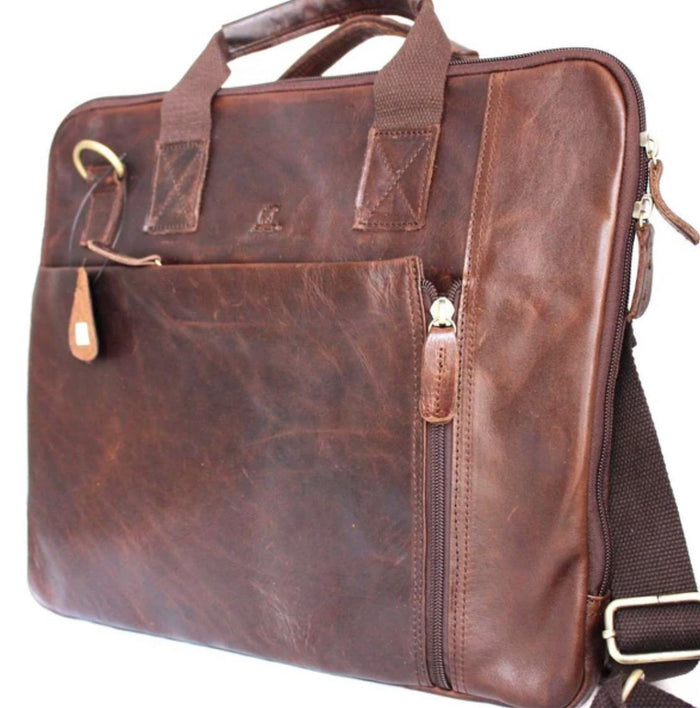 Genuine handmade leather shoulder bag Busniess Man Laptop Brown Classics Luxury Design