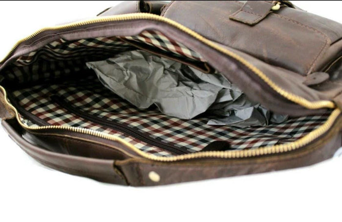 Genuine handmade leather shoulder bag Busniess Man Laptop Brown Classics Luxury Design Davidov Art