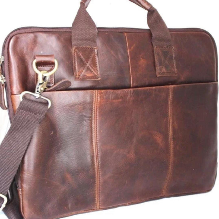 Genuine handmade leather shoulder bag Busniess Man Laptop Brown Classics Luxury Design