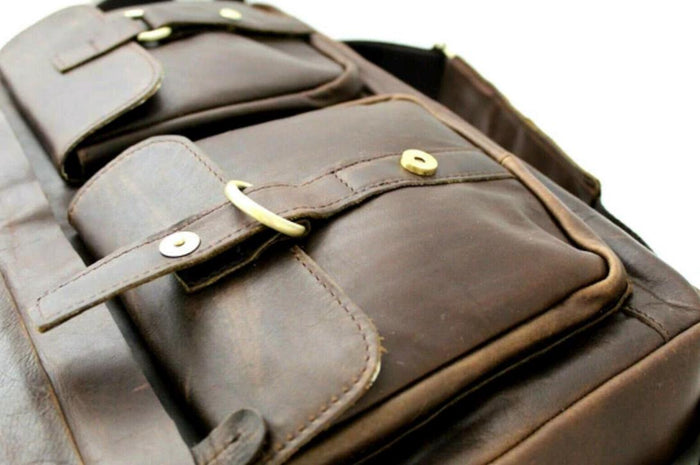 Genuine handmade leather shoulder bag Busniess Man Laptop Brown Classics Luxury Design Davidov Art