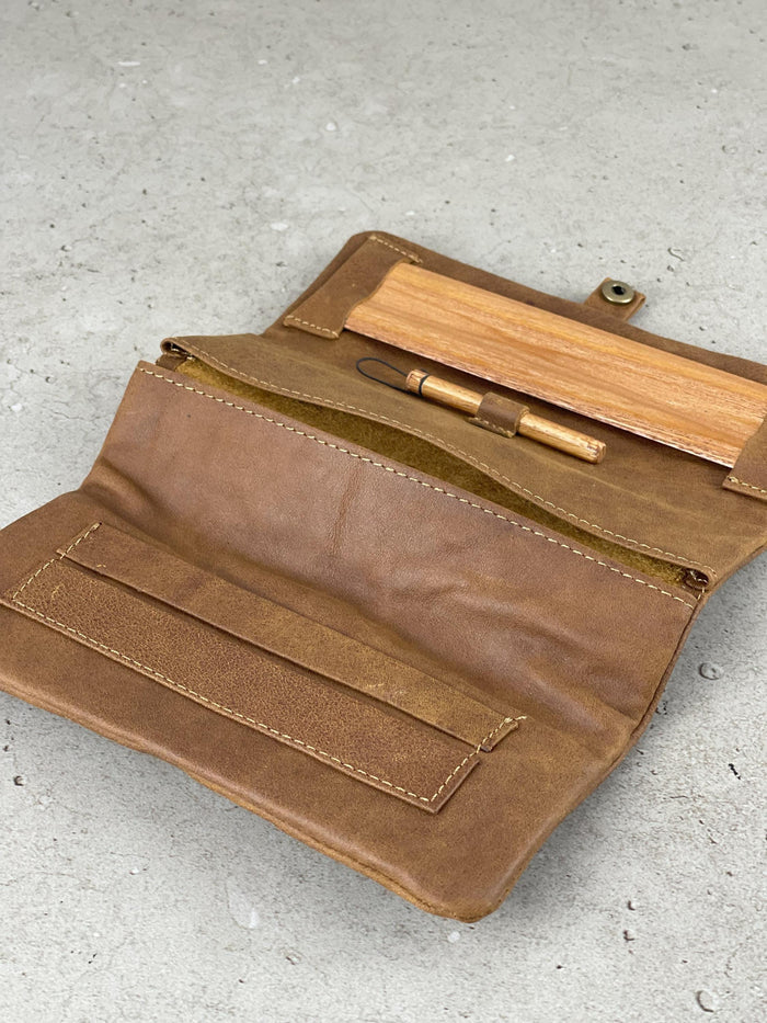Genuine Handmade Leather Wallet Hookah Cigarette Tobacco Pouch Case Rolling Paper Holder