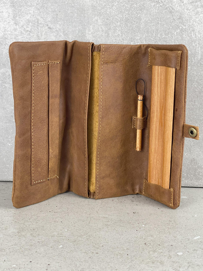 Genuine Handmade Leather Wallet Hookah Cigarette Tobacco Pouch Case Rolling Paper Holder