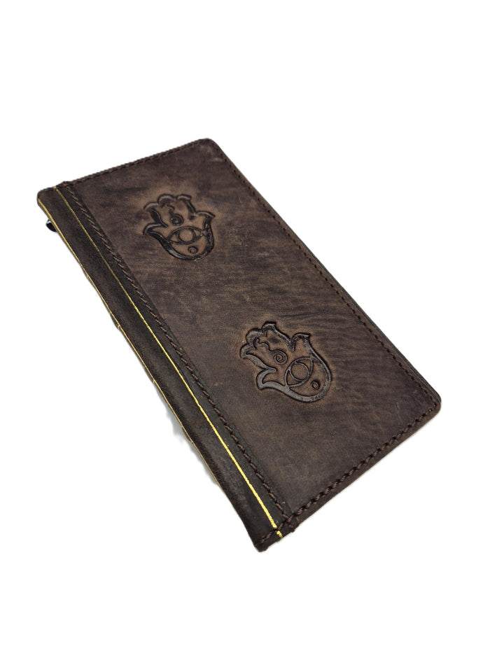 Genuine Leather fo OnePlus 12 12R Case Wallet Handmade Wireless Luxury Hamsa Art Davidov