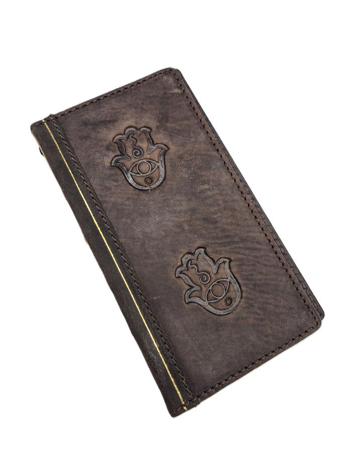Genuine Leather fo OnePlus 12 12R Case Wallet Handmade Wireless Luxury Hamsa Art Davidov