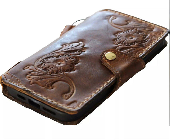 Genuine Leather fo OnePlus 12 12R Case Wallet Handmade Wireless Luxury Handmade stitch