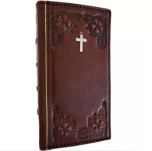 Genuine Leather fo OnePlus 12 12R Case Wallet Handmade Wireless Luxury jesus Cross Art