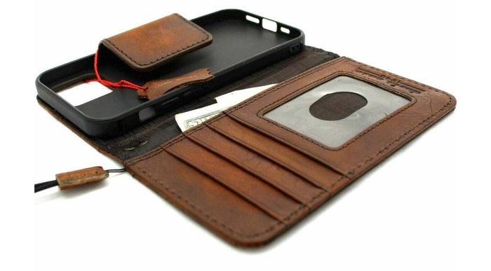 Genuine Leather fo OnePlus 12 12R Case Wallet Handmade Wireless Luxury oiled Ar
