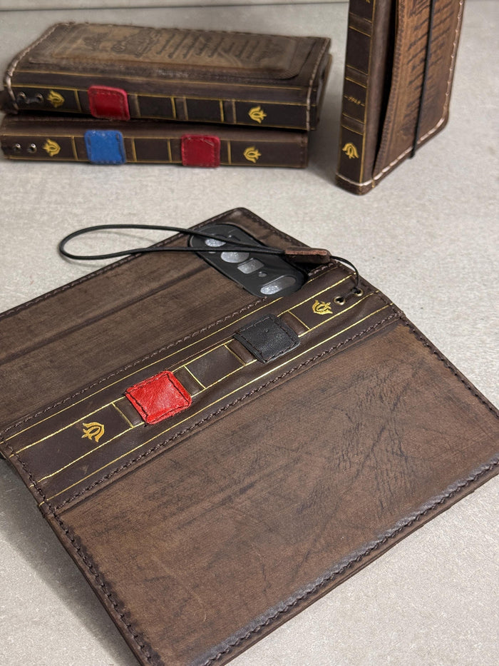 Genuine Leather fo OnePlus 12 12R Case Wallet Handmade Wireless Luxury oiled Ar