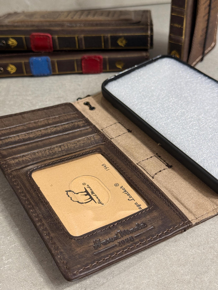 Genuine Leather fo OnePlus 12 12R Case Wallet Handmade Wireless Luxury oiled Ar