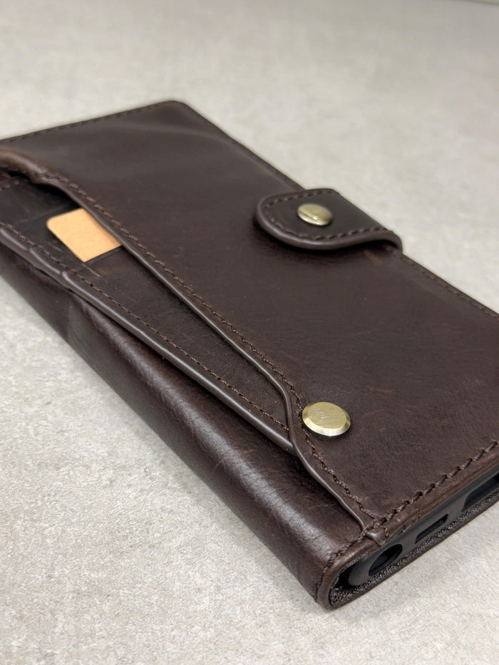 Genuine Leather fo OnePlus 15 12 12R Case Wallet Handmade Wireless Luxury oiled Ar