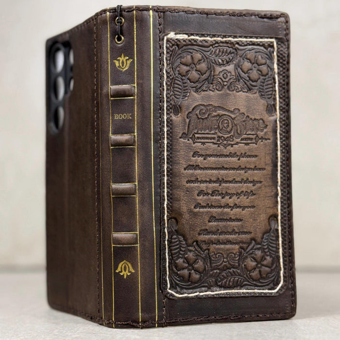Genuine Leather fo OnePlus 15 12 12R Case Wallet Handmade Wireless Luxury oiled Ar