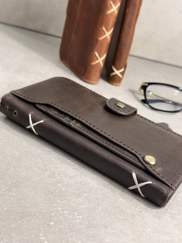Genuine Leather fo OnePlus 15 12 12R Case Wallet Handmade Wireless Luxury oiled Ar