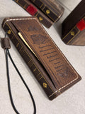 Genuine Leather fo OnePlus 15 12 12R Case Wallet Handmade Wireless Luxury oiled Ar