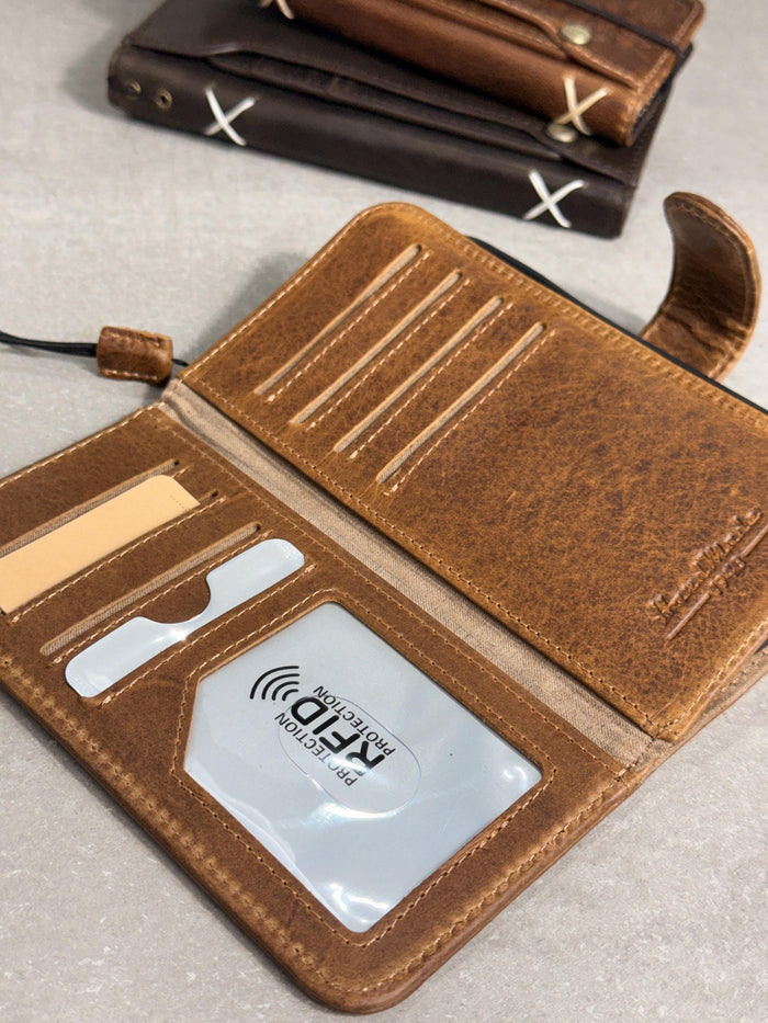 Genuine Leather fo OnePlus 15 12 12R Case Wallet Handmade Wireless Luxury oiled Ar