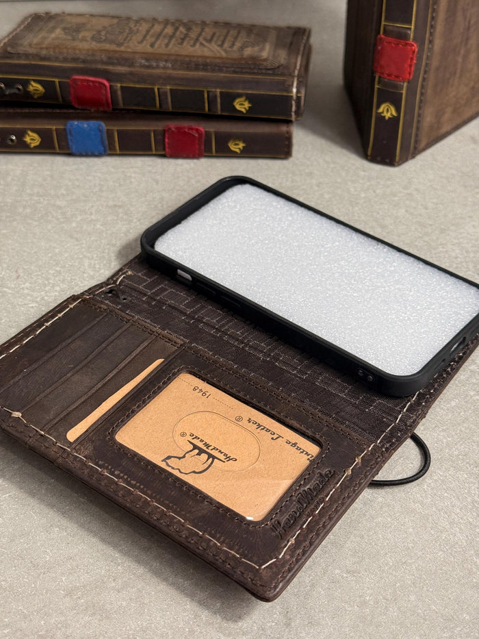 Genuine Leather fo OnePlus 15 12 12R Case Wallet Handmade Wireless Luxury oiled Ar