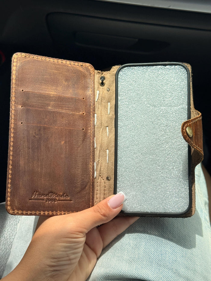 Genuine Leather fo OnePlus 15 12 12R Case Wallet Handmade Wireless Luxury oiled Ar