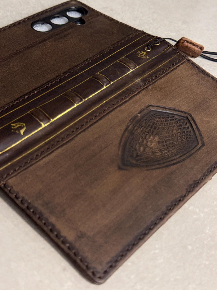 Genuine Leather fo OnePlus 15 12 12R Case Wallet Handmade Wireless Luxury oiled Ar