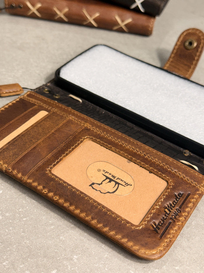 Genuine Leather fo OnePlus 15 12 12R Case Wallet Handmade Wireless Luxury oiled Ar