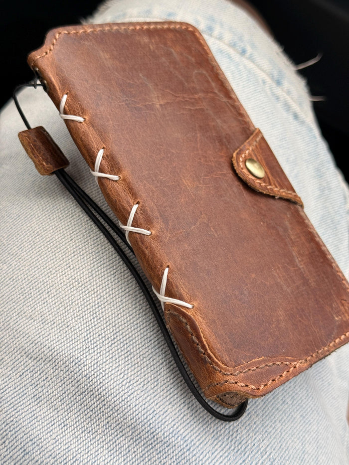 Genuine Leather fo OnePlus 15 12 12R Case Wallet Handmade Wireless Luxury oiled Ar