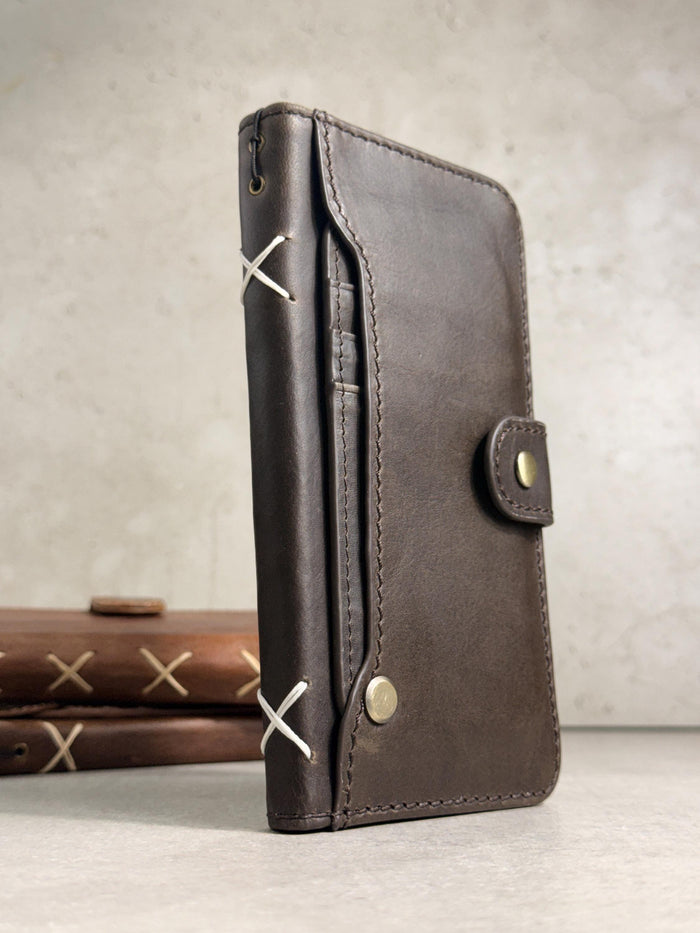 Genuine Leather fo OnePlus 15 12 12R Case Wallet Handmade Wireless Luxury oiled Ar