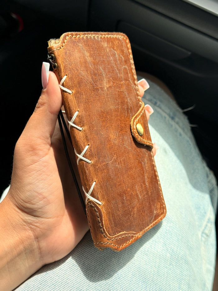 Genuine Leather fo OnePlus 15 12 12R Case Wallet Handmade Wireless Luxury oiled Ar