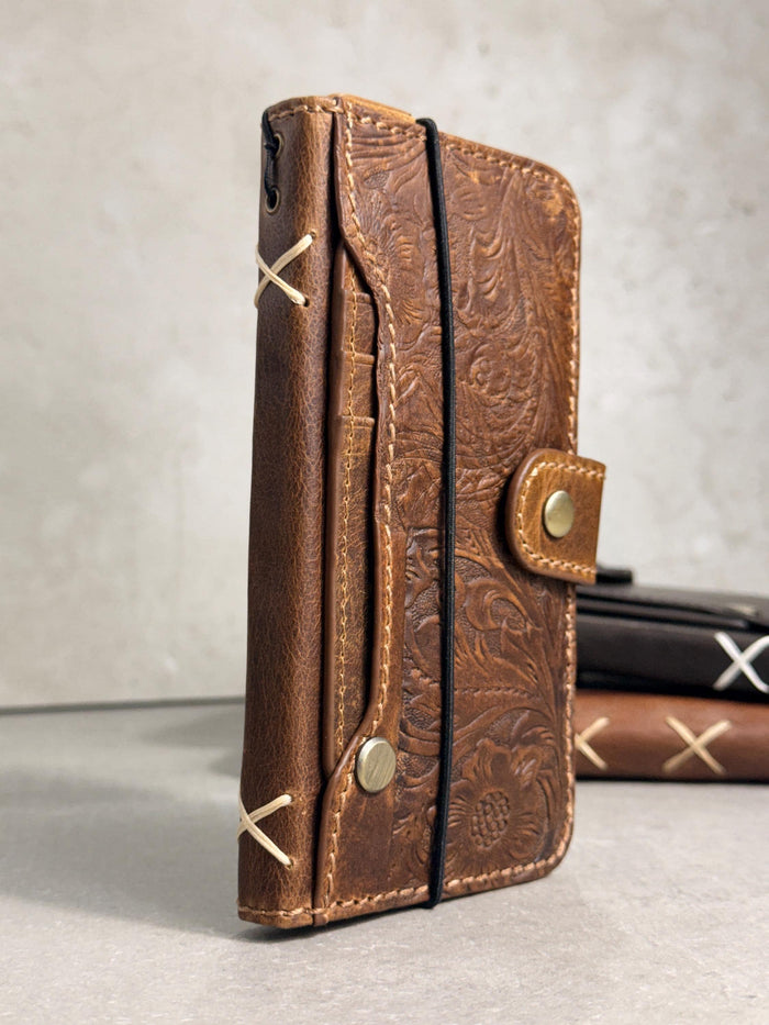 Genuine Leather fo OnePlus 15 12 12R Case Wallet Handmade Wireless Luxury oiled Ar