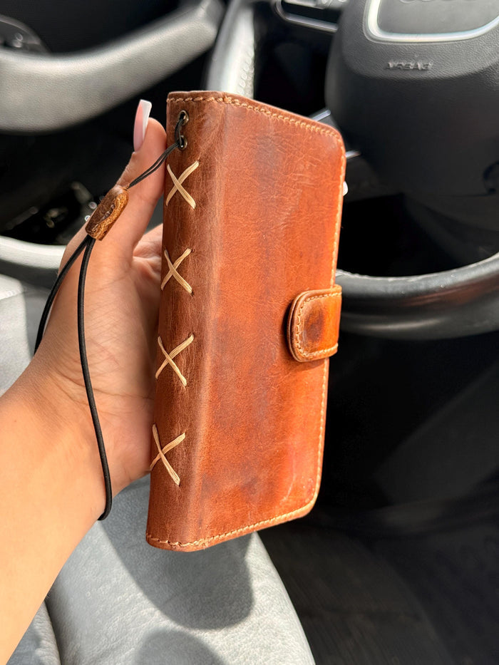 Genuine Leather fo OnePlus 15 12 12R Case Wallet Handmade Wireless Luxury oiled Ar